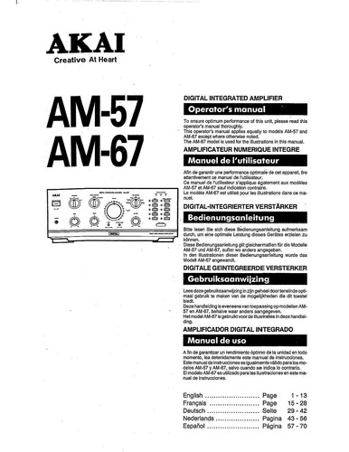 Akai am 67amplifier - am-57, am-67amplifier