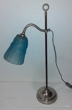 ANCIENNE LAMPE NOTAIRE REGLABLE EN HAUTEUR TULIPE VERRE PRESSE MOULE ART DECO