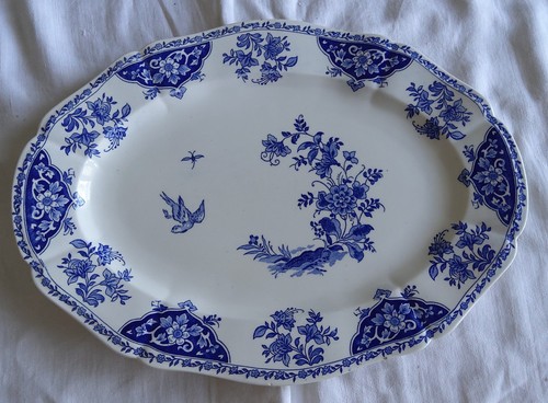 Grand plat ovale faïence - faÏence, gien