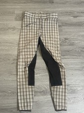 Cavallo Breeches Size 30L Full Seat Equestrian Riding Pants Brown Plaid-AS IS