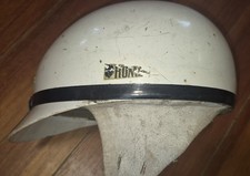 VINTAGE WHITE ROMER MOTORCYCLE SCOOTER HELMET STOCK CAR RAT ROD