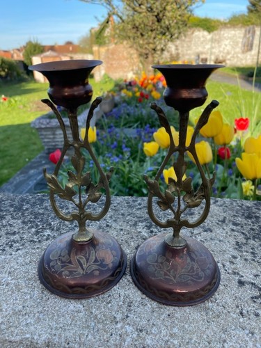 Lot bougeoirs en cuivre - 2,