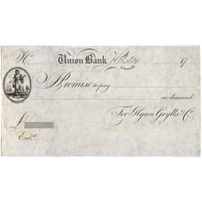 Union Bank Cornwall Helston 17-- proof promissory note Outing 922