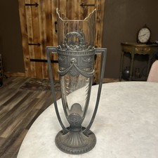 Art Nouveau Vase with Glass Invert Floral Design Stamped B.P. Made In Germany