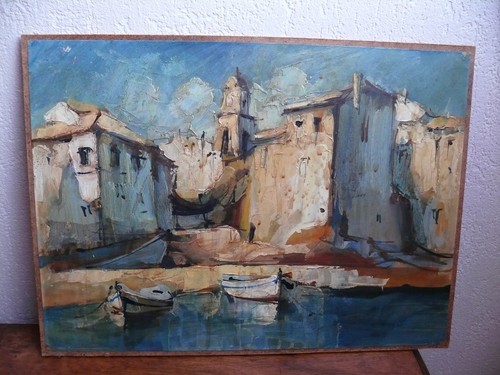 Tableau huile sur papier - ,