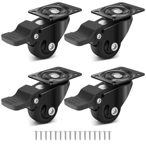 Roulettes meubles noires - 25, mm