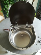 évier SMEV pour caravane FENDT valeur 500 euros, inox et verre trempé, 42x43 cm