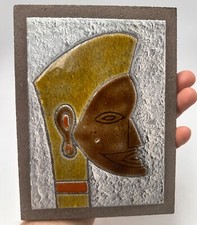 African Mask Enamel Ceramic Plate Painting