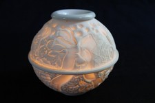 Philippe Deshoulières Porcelain Photophore Lithophany Cookie, Christmas Decor