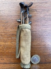 Miniature Scratch Built Golf Clubs x13 In Bag C1920 Drivers + Putters Ex Cond