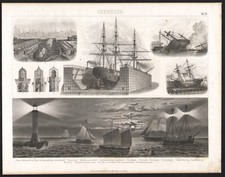 1875 Gravure orginale Marine