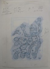 Dessin Original Préparatoire Crayon Couverture Mickey Parade N° 113 - 1989