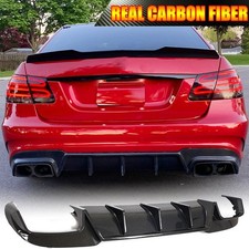 For Benz W212 E250 E350 E63 Sedan 2013-2015 REAL CARBON Rear Bumper Diffuser Lip