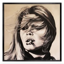 Brigitte Bardot - 63x63cm - Peinture À L'Huile Toile - avec Cadre - Déco -