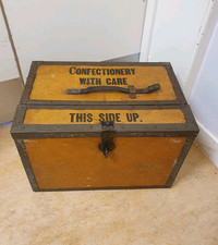 Vintage Venesta Plywood And Steel Fitted Confectionary Box, Pattern 19 No1