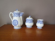 GIEN COFFEE SET model ROUEN or DELFT BLUE fish / dolphin handle """