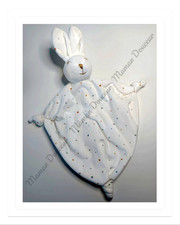 Doudou Plat Lapin Blanc Nez