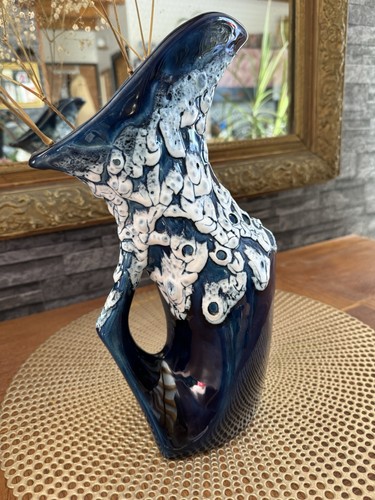 Vase pichet céramique bleu - vase/pichet, en