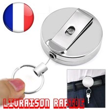 Porte Badge Carte Réctratable Métal Anneau Ceinture Pince Traction Porte Clé