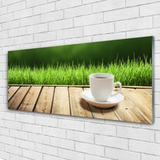 Impression sur verre acrylique Image tableau 125x50 Nature Herbe Tasse