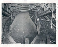 1955 Workman Looked at Caisson in Subway Tube Under Post Office Press Photo