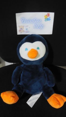 Doudou peluche pingouin - doudou, bleu