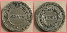 035-DIXAIN de ROCHON Essai de monnaie en Métal de cloche ou Bronze 1791