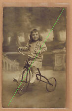 Vintage Photo Card RPPC Child Boy Robert Tricycle Bicycle pz0381