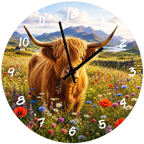 Horloge murale vache - murale, highland