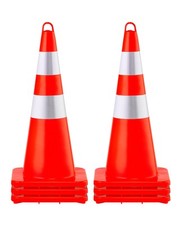 VEVOR Cône de Signalisation Cône de Chantier Réfléchissant 73cm Orange et Argent