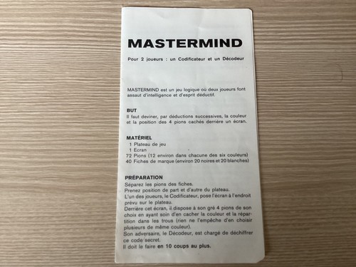 Regle jeu mastermind de - regle, du