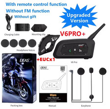 Intercom Moto Bluetooth EJEAS V6 Pro+ 800m, Étanche IP67, 6 Casques 🎧