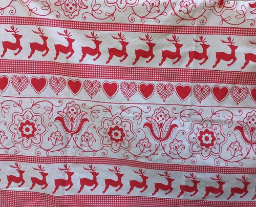 Coupon tissu ecru - , rouge