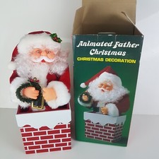 Père Noël Automate Cheminée Vintage avec Boite à Réparer Bel Aspect Extérieur