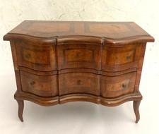 20th C. Miniature Italian Commode Burlwood Inlay 2 Drawer