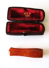 FUME -CIGARE en AMBRE  et 0R avec étui cuir  J.GAY " A l'indien" Paris vers 1900