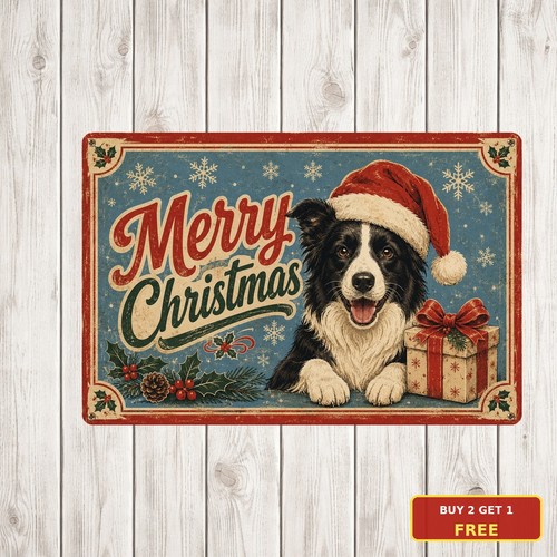 Christmas border collie - border, santa