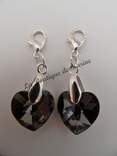 2 CHARMS BRELOQUE COEUR VERRE
