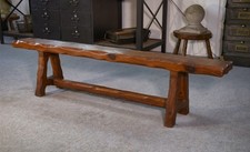 Banc brutaliste en pin 1950's