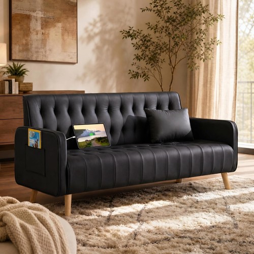 Small black faux leather - 57",