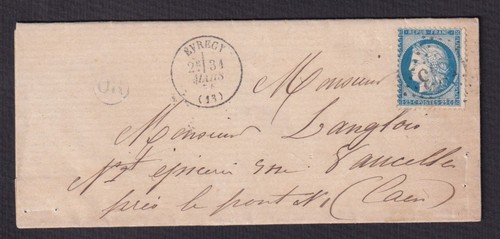 Calvados lettre evrecy - d'evrecy,