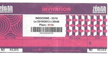 RARE / CONCERT TICKET - INDOCHINA: LIVE IN NANTES ( FRANCE) 2013