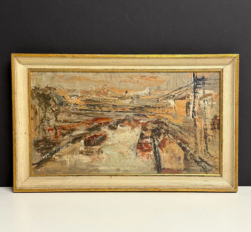 Tableau ancien hsc péniches - tableau, -péniches