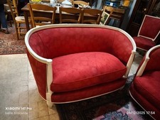 canape art deco rouge bois