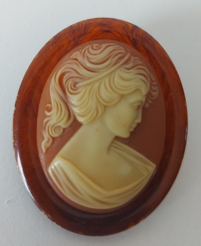 Broche camée plastique faux - broche,