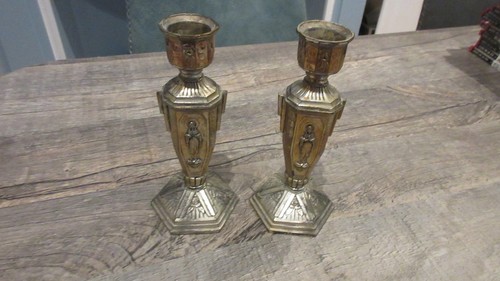 Ancienne paire bougeoirs - paire,