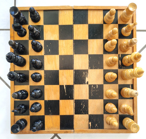 Ancien jeu échecs bois - ancien,