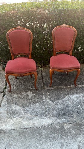 Chaise bois velours louis - en,