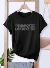 T-Shirt CrossFit Noir Vibrant Femme - Manches Courtes, Design Graffiti