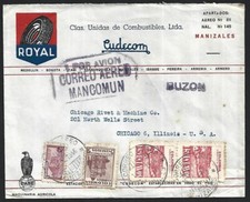 Columbia 1946 advert. cover Royal Tire Buzon PAR AVION CORREO AEREO MANCOMUN